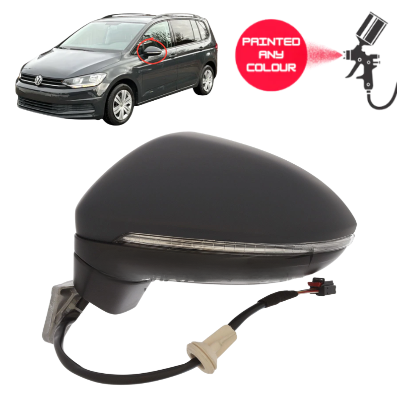 VW Touran 2015-2021 Door Wing Mirror Complete Painted Electric