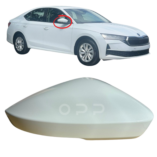 Skoda Octavia 2020- Door Wing Mirror Cover Painted White