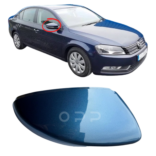 VW Passat 2010-2015 Door Wing Mirror Cover Painted Silk Blue LD5L
