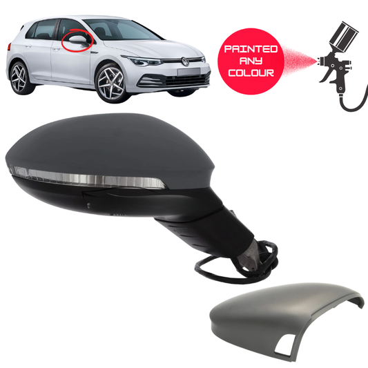 VW Golf MK8 2020- Door Wing Mirror Complete Painted Electric Lane Assist