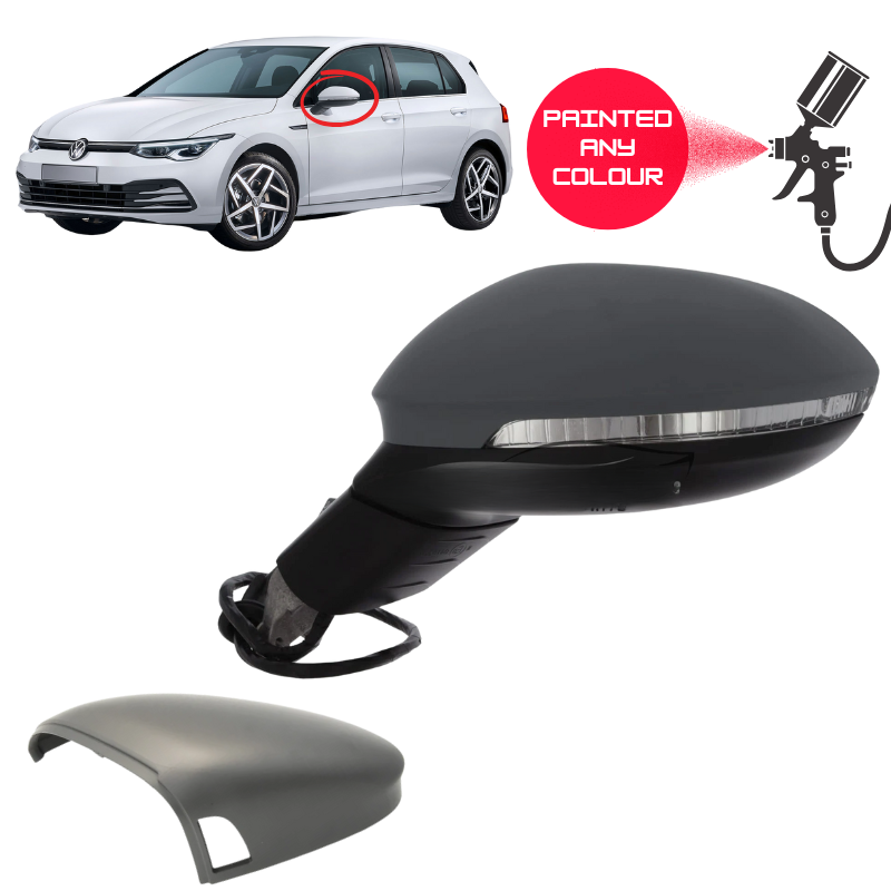 VW Golf MK8 2020- Door Wing Mirror Complete Painted Electric Lane Assist