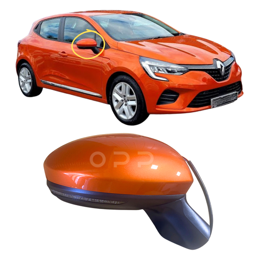 Renault Clio MK5 2019-2024 Door Wing Mirror Complete Painted Valencia Orange Electric Powerfold