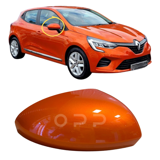 Renault Clio 2019-2024 Door Wing Mirror Cover Painted Valencia Orange