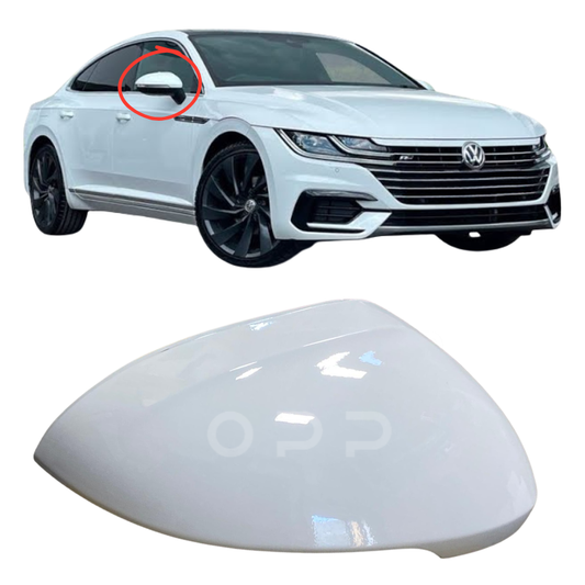 VW Arteon 2017-2022 Door Wing Mirror Cover Painted Pure White LC9A