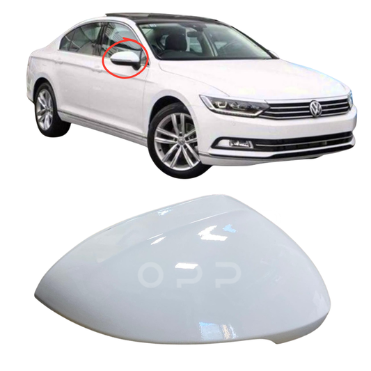 VW Passat MK7 B8 2015- Door Wing Mirror Cover Painted Pure White LC9A
