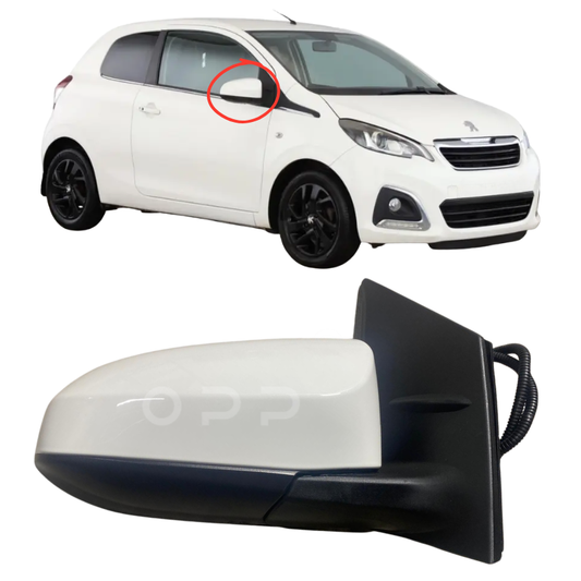 Peugeot 108 2014-2020 Door Wing Mirror Complete Electric Painted White