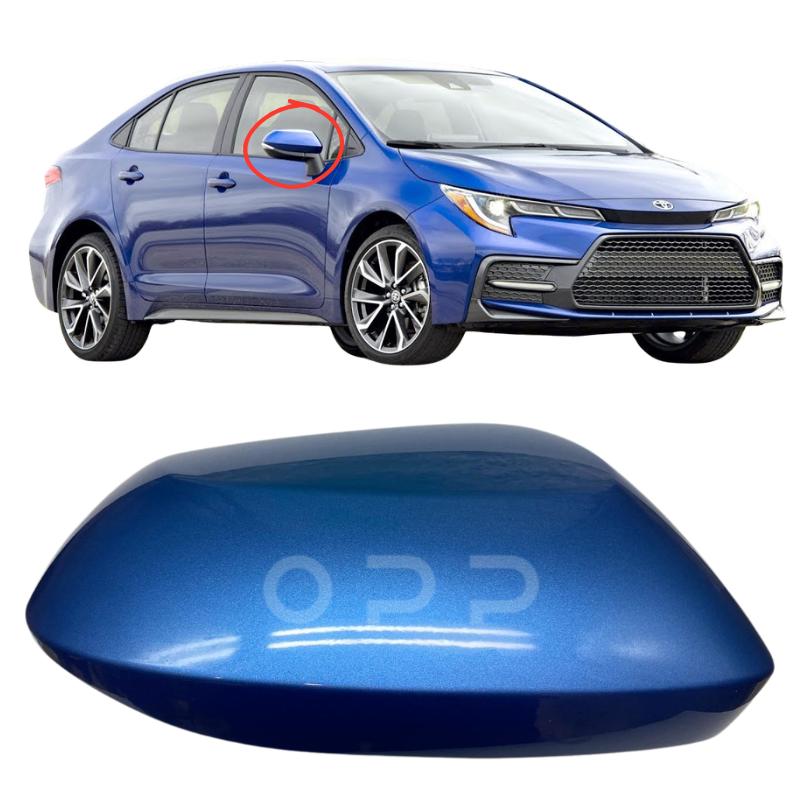 Toyota Corolla 2019-2025 Door Wing Mirror Cover Painted Metallic Blue