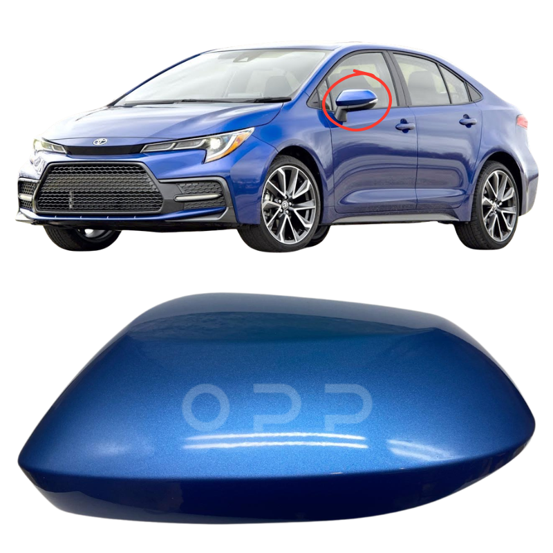 Toyota Corolla 2019-2025 Door Wing Mirror Cover Painted Metallic Blue