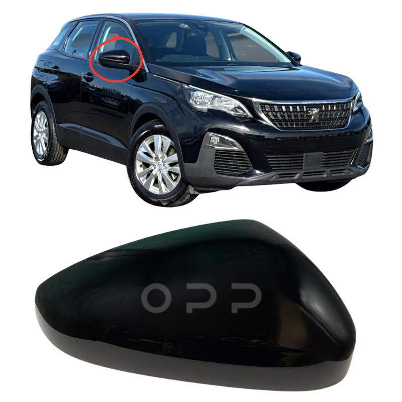 Peugeot 3008 2016- Door Wing Mirror Cover Painted Gloss Black