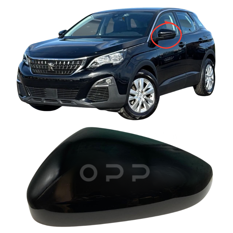 Peugeot 3008 2016- Door Wing Mirror Cover Painted Gloss Black