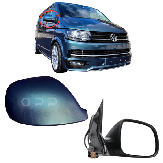 VW Transporter T6 T6.1 2015-2025 Wing Mirror Complete Painted Bamboo Green LH6Z