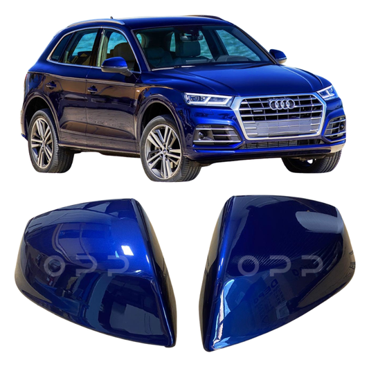 Audi Q5 2017-2024 Door Wing Mirror Covers Painted Navarra Blue LX5H Pair