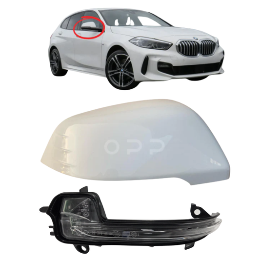 BMW 1 Series 2019- Door Wing Mirror Cover & Indicator Painted Alpine White