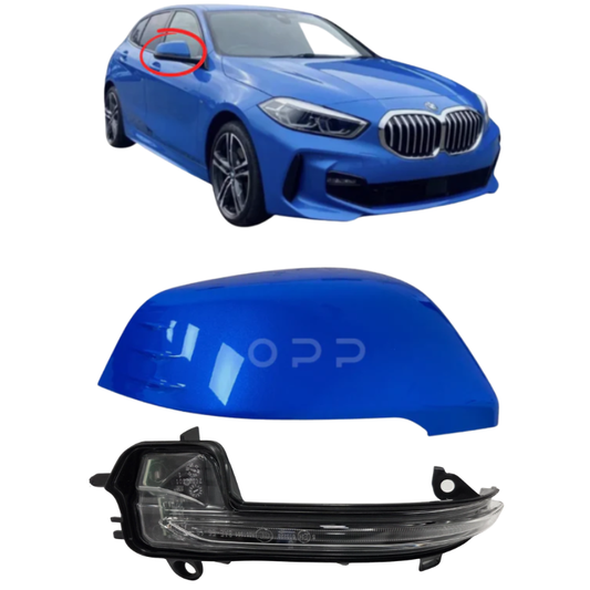 BMW 1 Series 2019- Door Wing Mirror Cover & Indicator Painted Misano Blue C1D