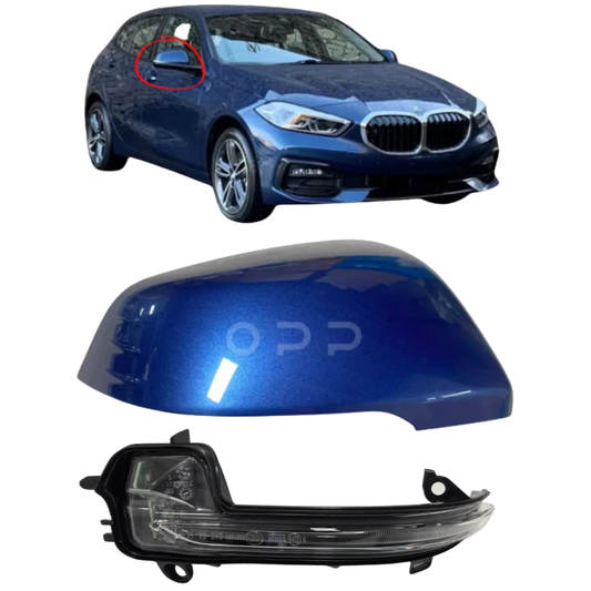 BMW 1 Series 2019- Door Wing Mirror Cover & Indicator Painted Phytonic Blue C1M