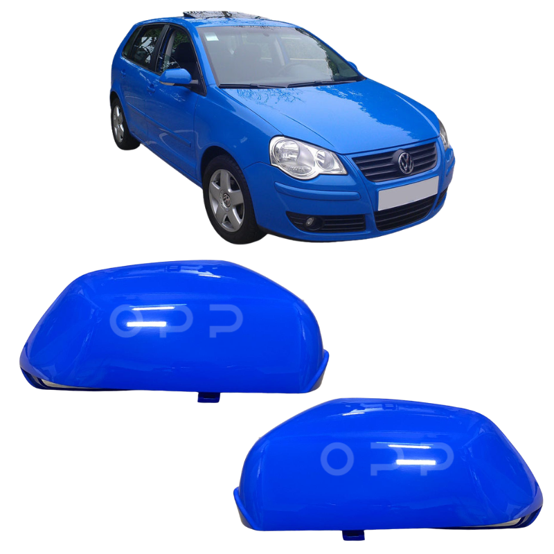VW Polo 2005-2010 Door Wing Mirror Cover Painted Summer Blue