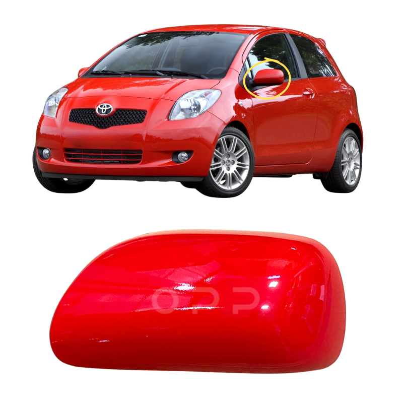 Toyota Yaris 2006-2011 Door Wing Mirror Cover Painted Super Red