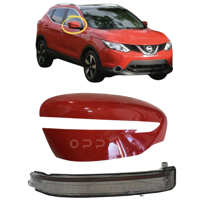 Nissan Qashqai 2014-2021 Door Wing Mirror Cover & Indicator Painted Z10 Solid Red