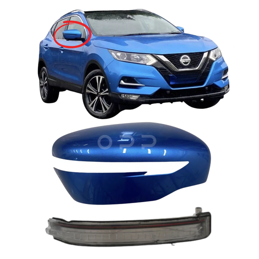 Nissan Qashqai 2014-2021 Door Wing Mirror Cover & Indicator Painted RCA Vivid Blue