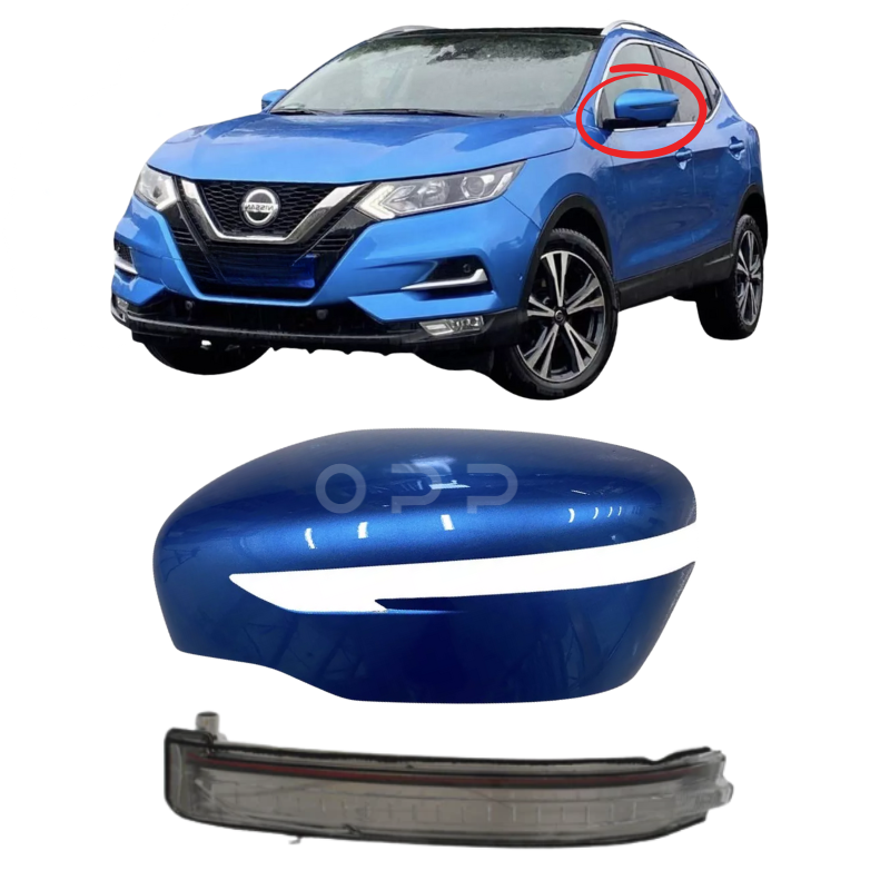 Nissan Qashqai 2014-2021 Door Wing Mirror Cover & Indicator Painted RCA Vivid Blue