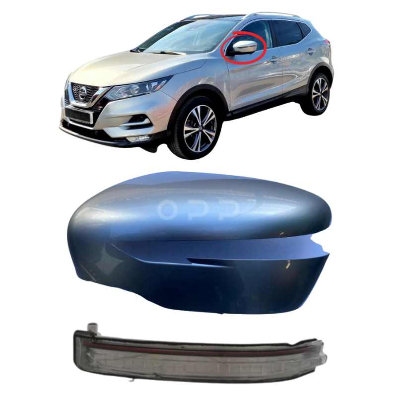 Nissan Qashqai 2014-2021 Door Wing Mirror Cover & Indicator Painted Silver Metallic