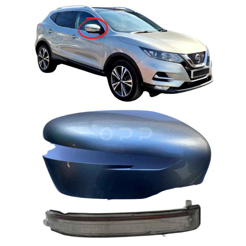Nissan Qashqai 2014-2021 Door Wing Mirror Cover & Indicator Painted Silver Metallic