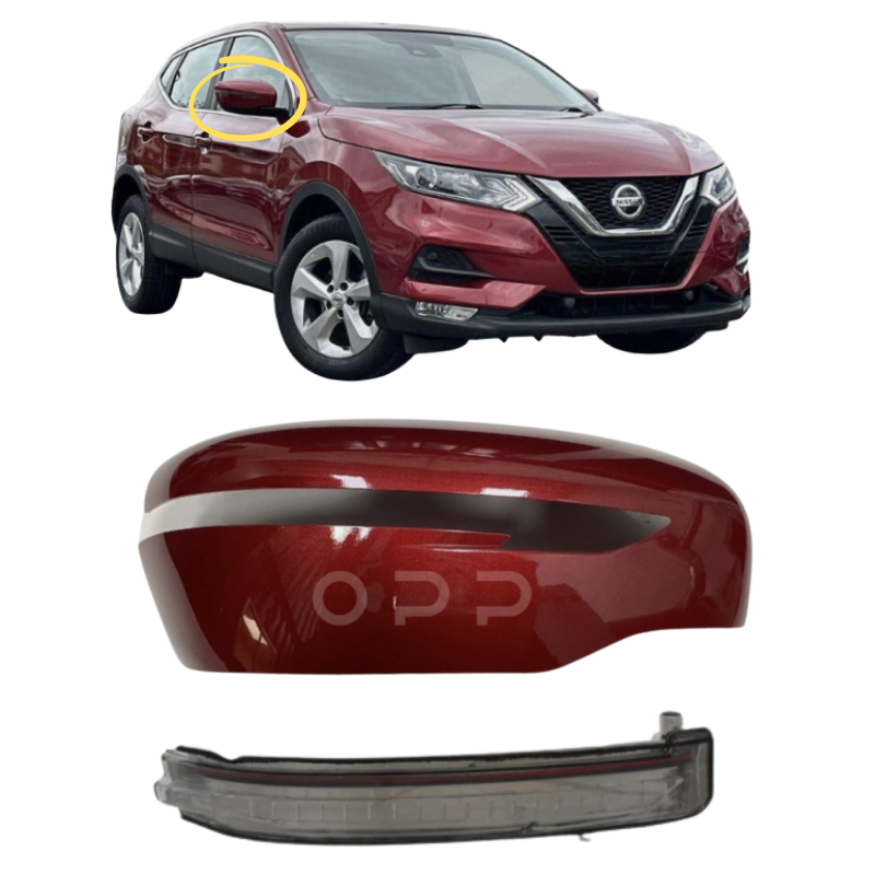 Nissan Qashqai 2014-2021 Door Wing Mirror Cover & Indicator Painted Magnetic Red NAJ
