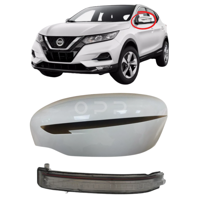 Nissan Qashqai 2014-2021 Door Wing Mirror Cover & Indicator Painted White QAB