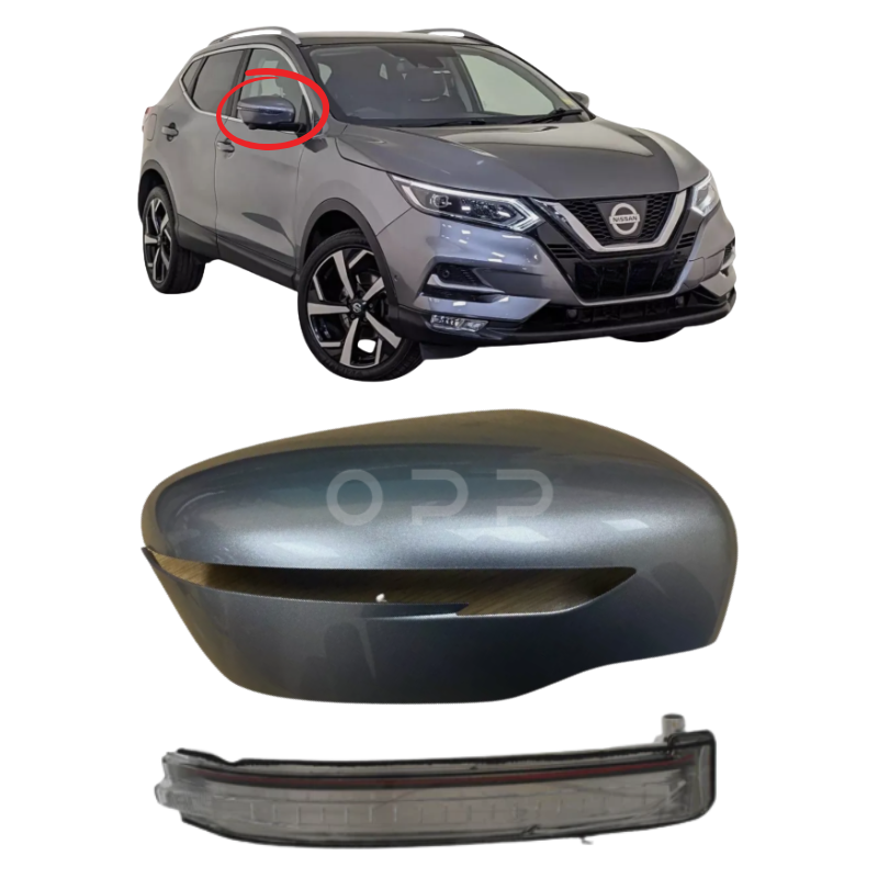 Nissan Qashqai 2014-2021 Door Wing Mirror Cover & Indicator Painted Grey KAD