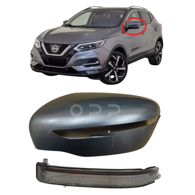 Nissan Qashqai 2014-2021 Door Wing Mirror Cover & Indicator Painted Grey KAD