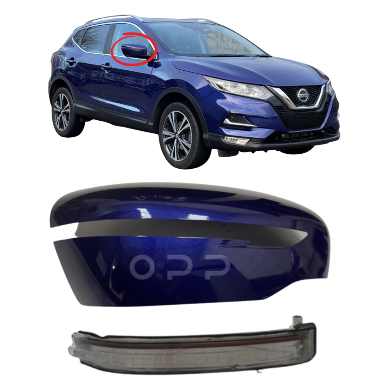 Nissan Qashqai 2014-2021 Door Wing Mirror Cover & Indicator Painted Ink Blue RBN