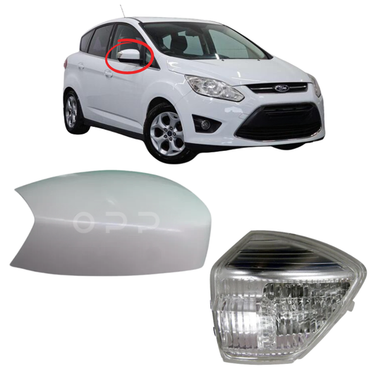 Ford C-Max 2010-2019 Door Wing Mirror Cover & Indicator Painted White