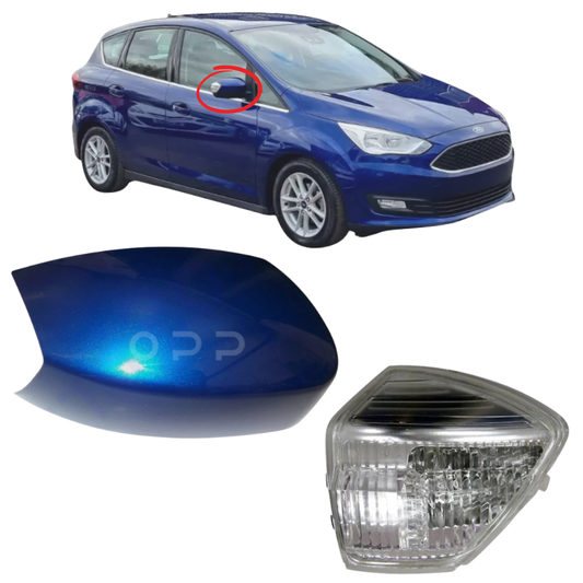 Ford C-Max 2010-2019 Door Wing Mirror Cover & Indicator Painted Deep Impact Blue