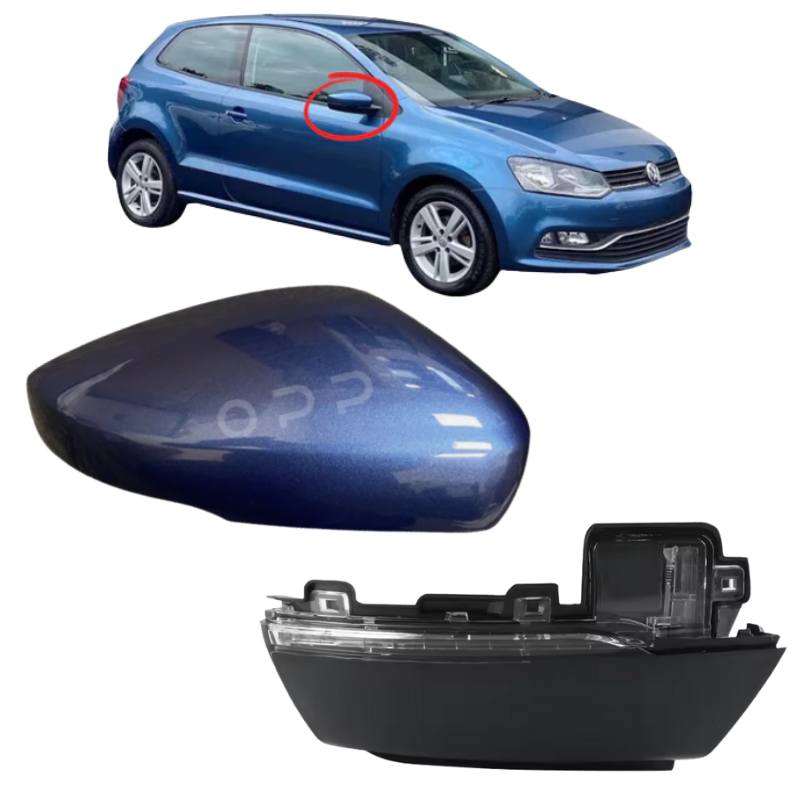 VW Polo 2009-2017 Door Wing Mirror Cover & Indicator Painted Blue Silk LD5L