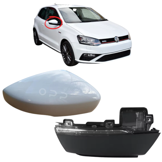 VW Polo 2009-2017 Door Wing Mirror Cover & Indicator Painted White
