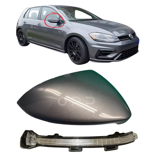 VW Golf MK7 2013-2020 Door Wing Mirror Cover & Indicator Painted Indium Grey LR7H