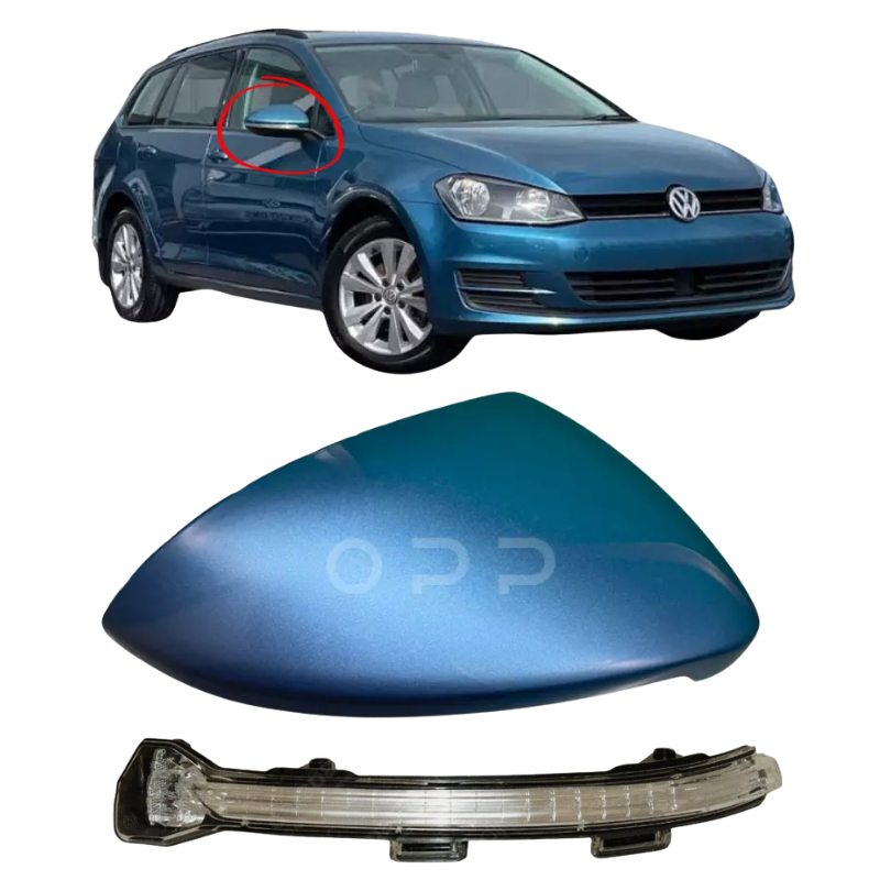 VW Golf MK7 2013-2020 Door Wing Mirror Cover & Indicator Painted Pacific Blue LA5J