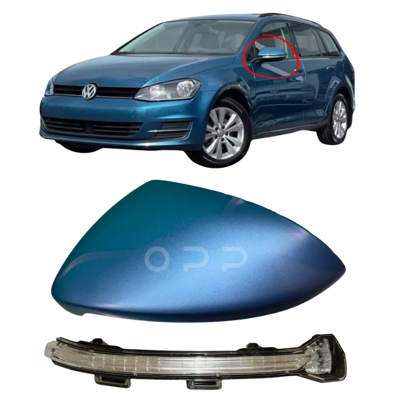 VW Golf MK7 2013-2020 Door Wing Mirror Cover & Indicator Painted Pacific Blue LA5J
