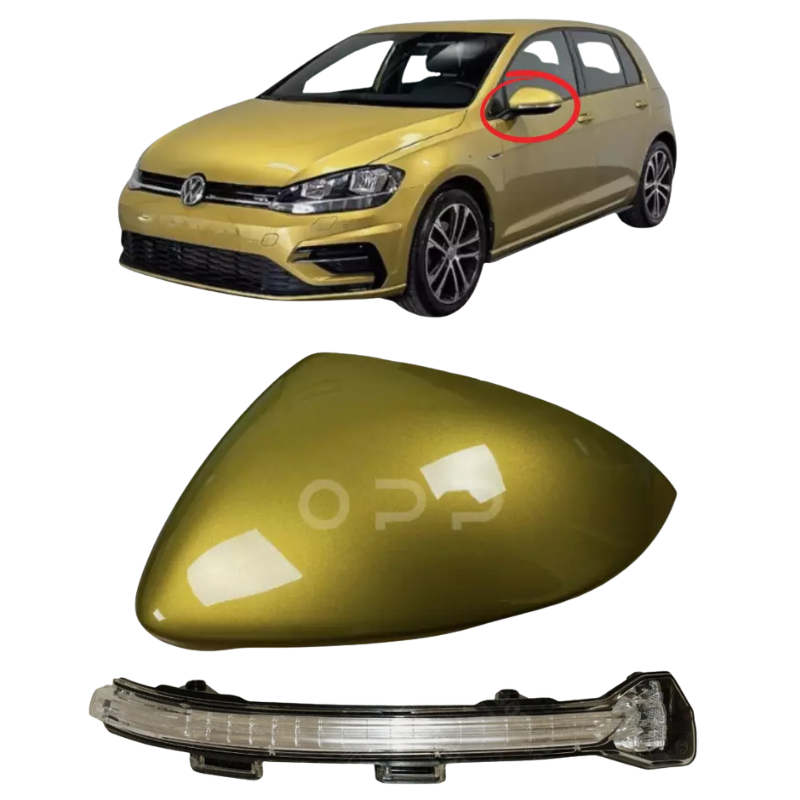VW Golf MK7 2013-2020 Door Wing Mirror Cover & Indicator Painted Turmeric Yellow LR1X