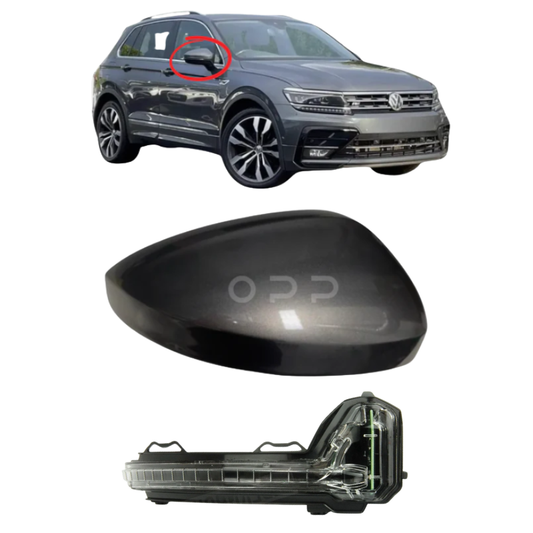 VW Tiguan 2017-2023 Door Wing Mirror Cover & Indicator Painted Indium Grey LR7H