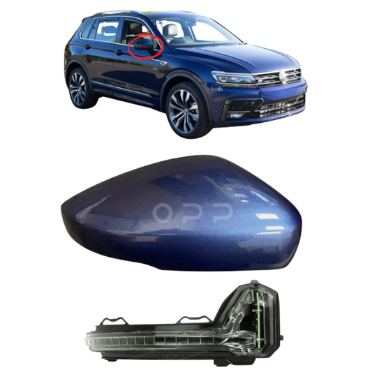 VW Tiguan 2017-2023 Door Wing Mirror Cover & Indicator Painted Atlantic Blue LC5B
