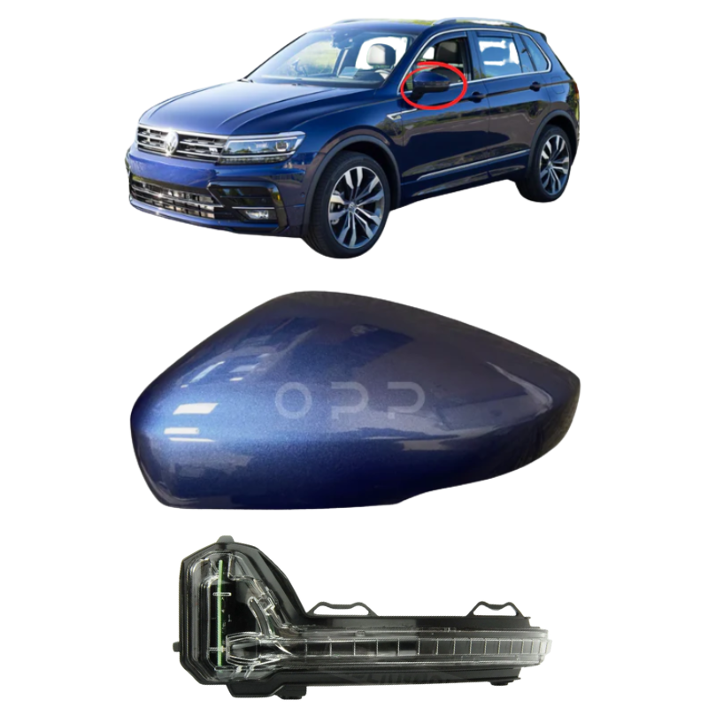 VW Tiguan 2017-2023 Door Wing Mirror Cover & Indicator Painted Atlantic Blue LC5B