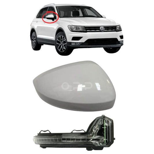 VW Tiguan 2017-2023 Door Wing Mirror Cover & Indicator Painted Pure White LC9A