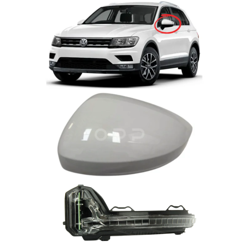 VW Tiguan 2017-2023 Door Wing Mirror Cover & Indicator Painted Pure White LC9A