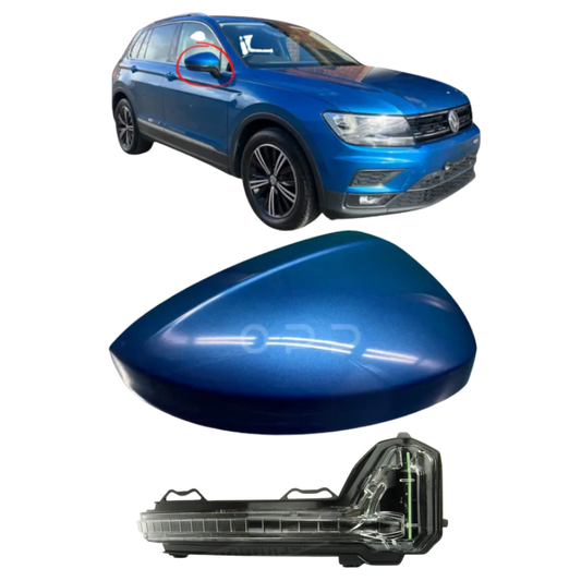VW Tiguan 2017-2023 Door Wing Mirror Cover & Indicator Painted Caribbean Blue