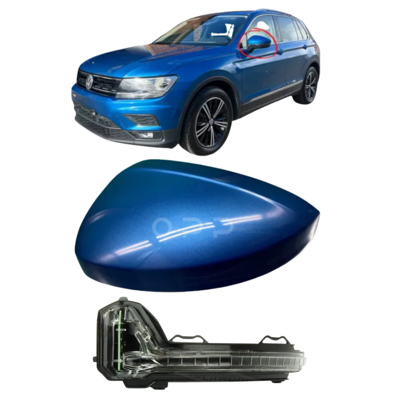 VW Tiguan 2017-2023 Door Wing Mirror Cover & Indicator Painted Caribbean Blue