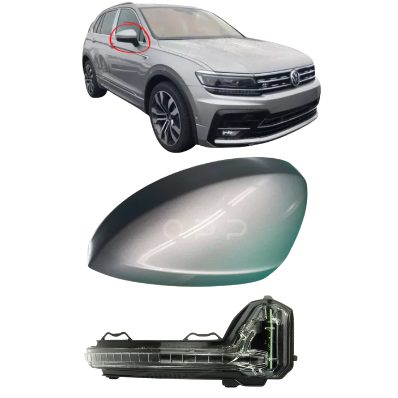 VW Tiguan 2017-2023 Door Wing Mirror Cover & Indicator Painted Tungsten Silver LB7W