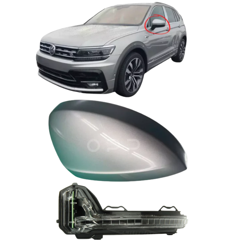 VW Tiguan 2017-2023 Door Wing Mirror Cover & Indicator Painted Tungsten Silver LB7W