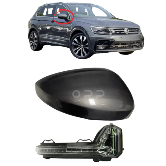 VW Tiguan 2017-2023 Door Wing Mirror Cover & Indicator Painted Platinum Grey LD7X