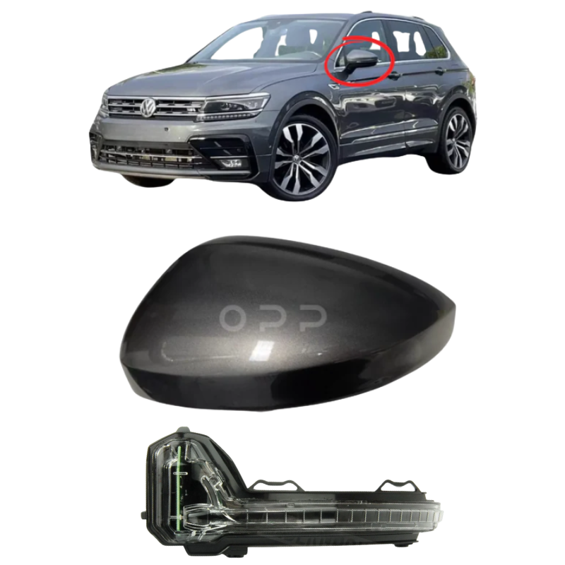 VW Tiguan 2017-2023 Door Wing Mirror Cover & Indicator Painted Platinum Grey LD7X